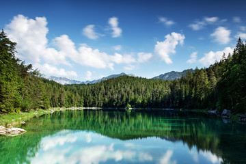 Obraz na płótnie Canvas Lake in the forest, Dolomites