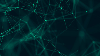 Big data visualization. Abstract background with connecting dots and lines. 3D rendering. High resolution.