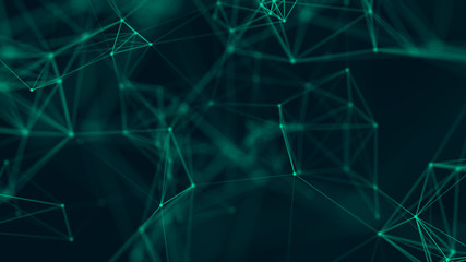 Big data visualization. Abstract background with connecting dots and lines. 3D rendering. High resolution.