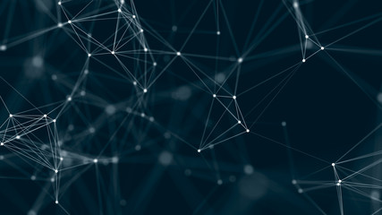 Big data visualization. Abstract background with connecting dots and lines. 3D rendering. High resolution.