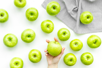 summer food with apples on light background top view pattern
