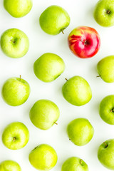 summer fruit pattern with apples on light background top view
