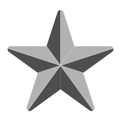 Star symbol icon - gray simple 3d, 5 pointed rounded, isolated - vector
