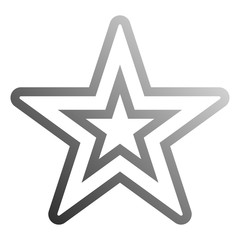 Star symbol icon - gray hollow gradient outline, 5 pointed rounded, isolated - vector