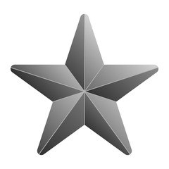Obraz premium Star symbol icon - gray gradient 3d, 5 pointed rounded, isolated - vector