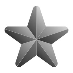 Star symbol icon - gray gradient 3d, 5 pointed rounded, isolated - vector