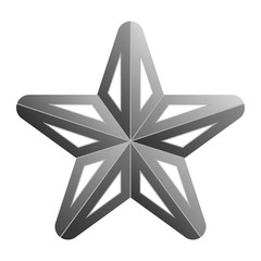 Star symbol icon - gray gradient 3d, 5 pointed rounded, isolated - vector