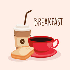 sliced bread with delicious coffee cup