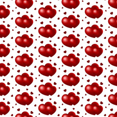 Two hearts on white background, seamless patterns
