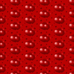 Two hearts on red background, seamless patterns