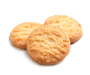 Tasty Danish butter cookies isolated on white