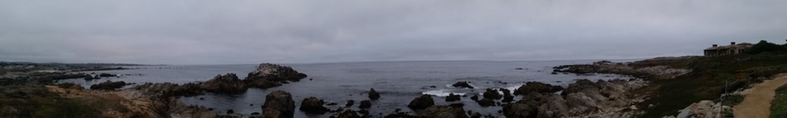 panorama of ocean in fog