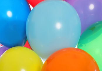Group of bright festive balloons as background, closeup