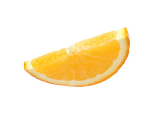 Fresh juicy orange slice isolated on white