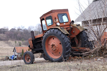 Old tractor for agricultural work.