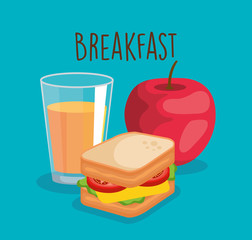 orange juice with apple and delicious sandwuich