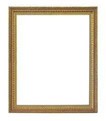 Golden frame for paintings, mirrors or photo isolated on white background