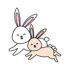 cute rabbits characters icon