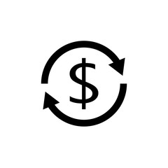 Cost recovery black icon. Money clipart isolated on white background