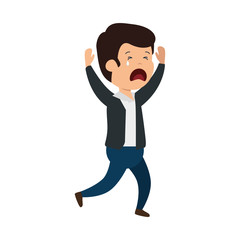 young sad man crying character