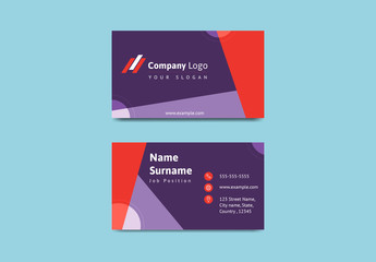 Purple and Red Business Card with Geometric Designs