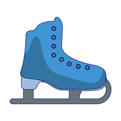 Ice skate boot sport symbol blue lines