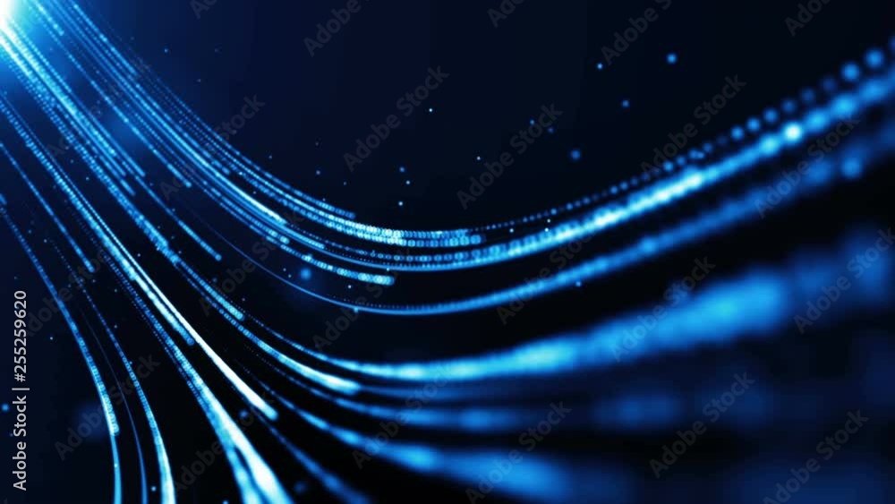 Poster blue futuristic stream. digital data flow. creative abstract background. dynamic pattern with power 