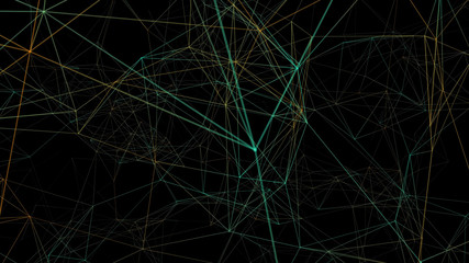 Green Plexus abstract technology background. Network, web lines 3D illustration. 