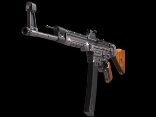 Vintage assault machine gun - down the barrel view