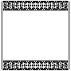 Black and white square frames. Interlaced lines. Based on Georgian, Armenian, Arabic, Byzantine styles. Pattern brushes included in EPS file.