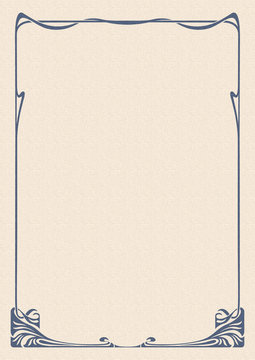 Rectangular retro framework and background. Art Nouveau style. A4, A3 page proportions.