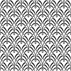 Seamless black abstract pattern. Swatch included in EPS file. Art Nouveau style.