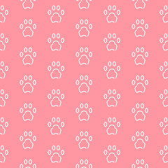 Seamless pattern with cat or dog trail outline shape texture