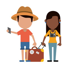 Couple of tourists avatar cartoon