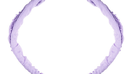 The frame in two arcs of twisted delicate fabric is isolated on a white background with a text area.