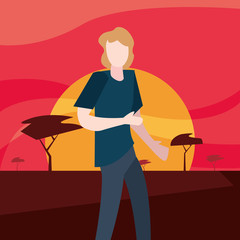 landscape nature with man