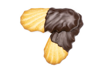 Group of two whole lazy cookie with chocolate flatlay isolated on white background
