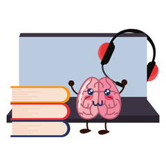 brain cartoon laptop education