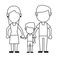 Family avatar faceless cartoon in black and white
