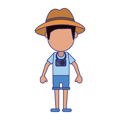 Tourist man avatar blue lines