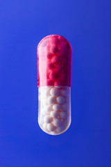 Pills medical background a over blue background