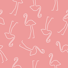 Seamless pattern with exotic bird flamingo. Trendy background, texture, wallpaper