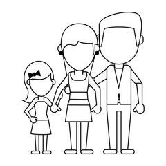Obraz na płótnie Canvas Family avatar faceless cartoon in black and white