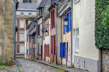 Old street Place Verite near Cathedral of Saint Peter of Beauvais, France