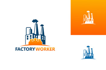 Factory Worker Logo Template Design Vector, Emblem, Design Concept, Creative Symbol, Icon