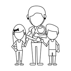 Family avatar faceless cartoon in black and white