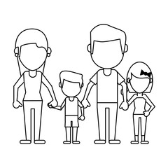 Family avatar faceless cartoon in black and white