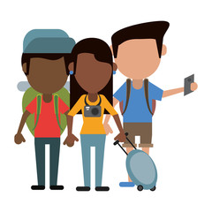 Tourist family cartoon