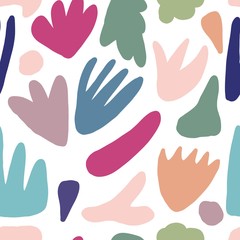 Obraz premium Trendy abstact shape seamless pattern. Modern natural colorful shapes or blots.
