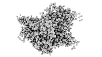 White spheres, balls or molecules floating in organic motion